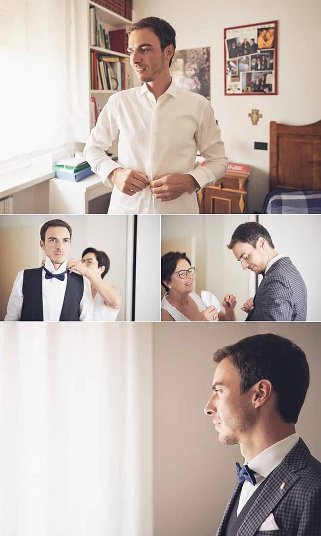 vestizione sposo fotografo per matrimoni Brescia