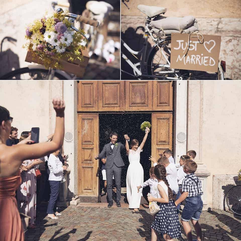 uscita dalla chiesa degli sposi fotografo per matrimoni Brescia